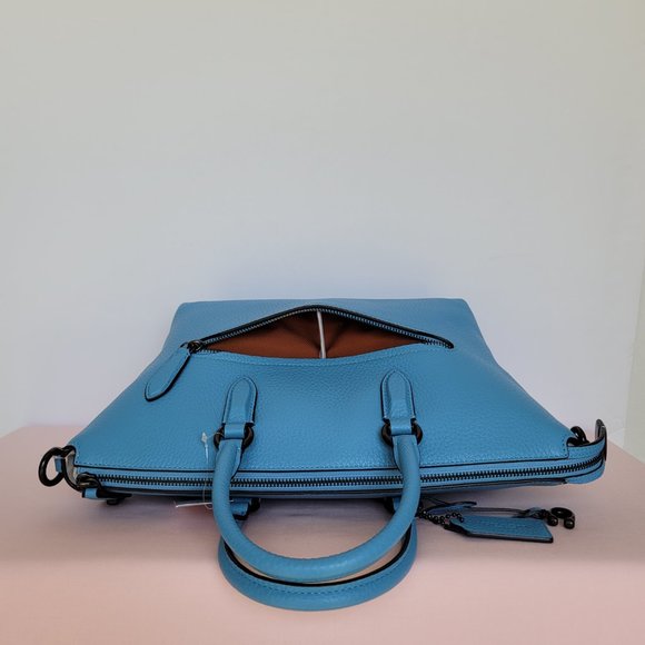 Coach Cara Pebbled Leather Satchel-Pool Color - Picture 7 of 16